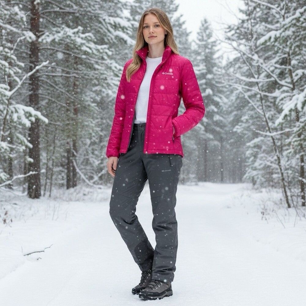 COLUMBIA Omni Heat Jacket Womens size S Hot Pink Quilted Puffer Thermal Winter
